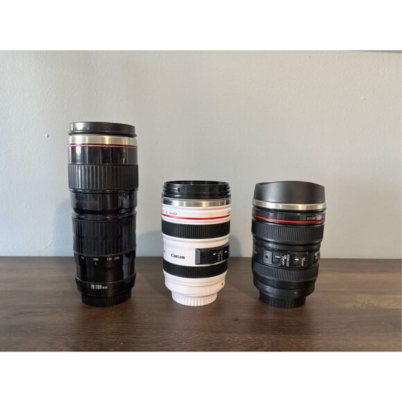 3 camera lens coffee cups travel mugs tumblers - Picture 2 of 12